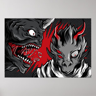 Demonische Kreaturen; Doppelmonsterkonfrontation Poster
