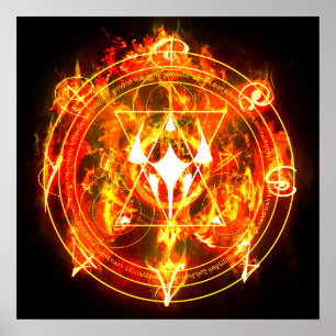 Demonischer Höllenfeuer-Sigil von Chaos Höllenrot Poster