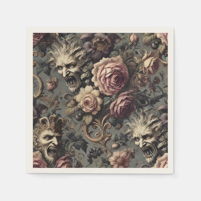 Demons of Delinquency – Gothic Floral Design Serviette (Vorderseite)