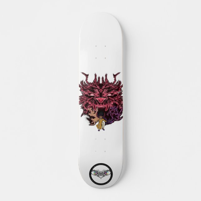 Demonslayer Afro Tia Dämon rush leuchtende rote Au Skateboard (Vorne)
