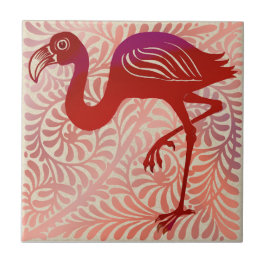 DeMorgan Ruby Luster Bird Flamingo 1880s Repro Fliese