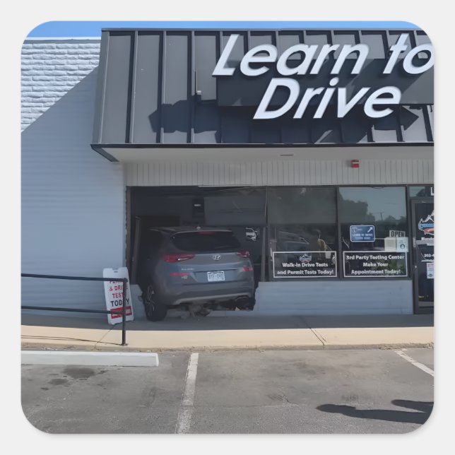 Demotivationsticker "Learn to drive" Quadratischer Aufkleber (Vorderseite)