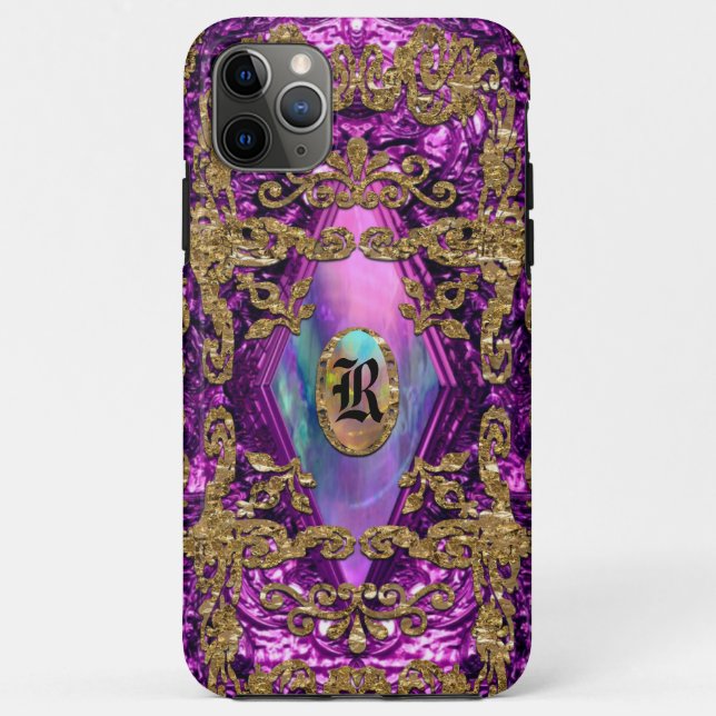 Dempsey Plum Elegant Chic Monogram Case-Mate iPhone Hülle (Rückseite)