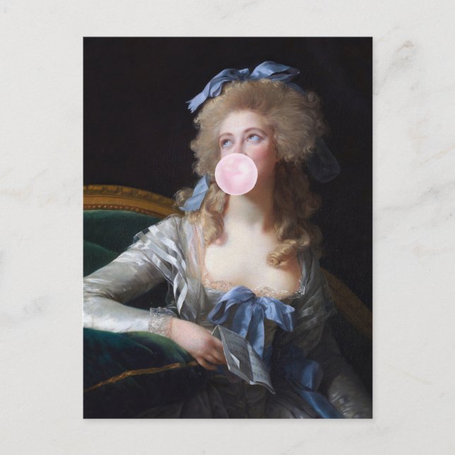 Demure with Pink Bubble Gum Postkarte (Vorderseite)