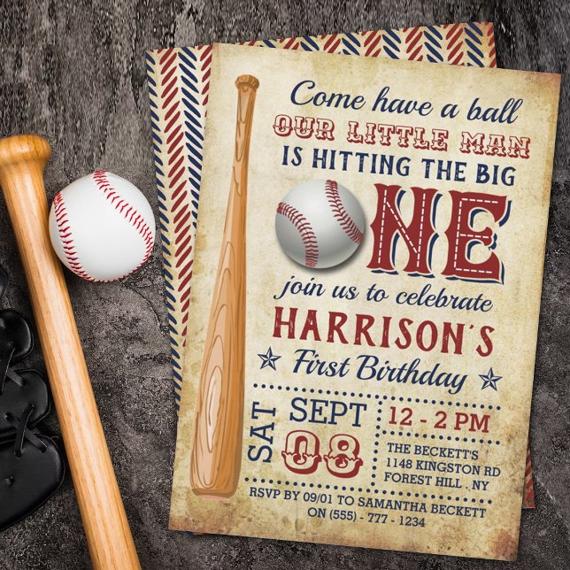 Den großen Vintagen Baseball zum ersten Geburtstag Einladung (Von Creator hochgeladen)