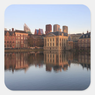 Den Haag Skyline in den Niederlanden Quadratischer Aufkleber