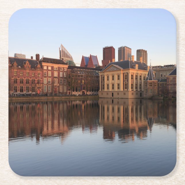 Den Haag Skyline in den Niederlanden Rechteckiger Pappuntersetzer (Vorderseite)