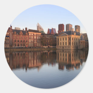 Den Haag Skyline in den Niederlanden Runder Aufkleber