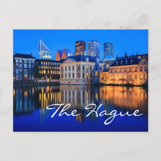 Den Haager Skyline-Text auf der Postkarte zur blau