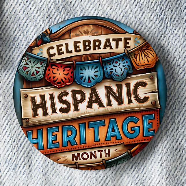 Den hispanischen Kulturerbemonat feiern Button (Von Creator hochgeladen)
