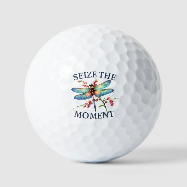 Den Moment nutzen - Künstlerische Libelle Golfball (Vorderseite)