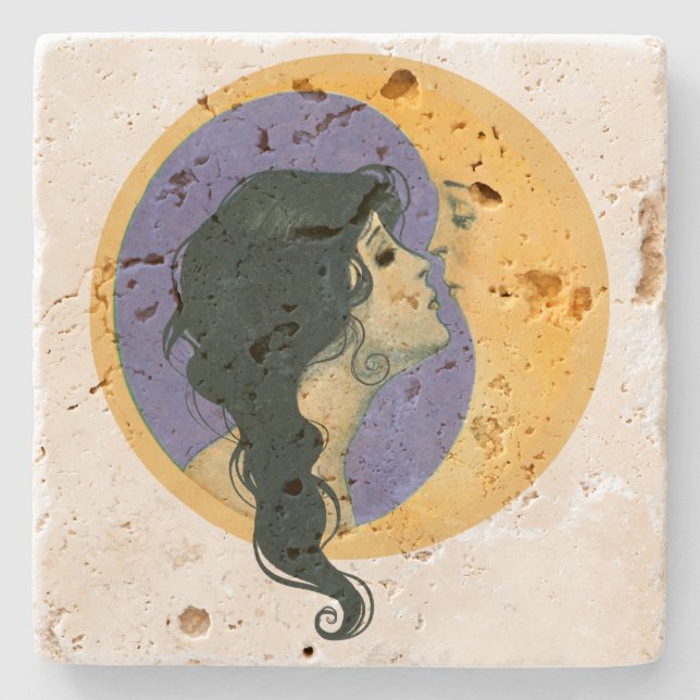 Den Mond küssen Steinuntersetzer (Vorderseite)