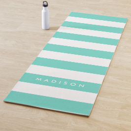 Den Namen Preppy Turquoise & White Stripes anpasse Yogamatte