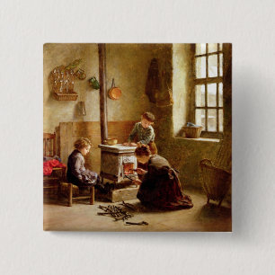 Den Ofen beleuchten, 1886 (Öl auf Platte) Button