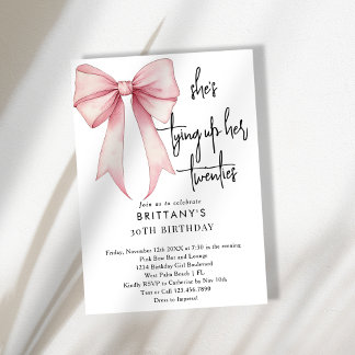 Den rosafarbenen Coquette Bow am 30. Geburtstag fe Einladung