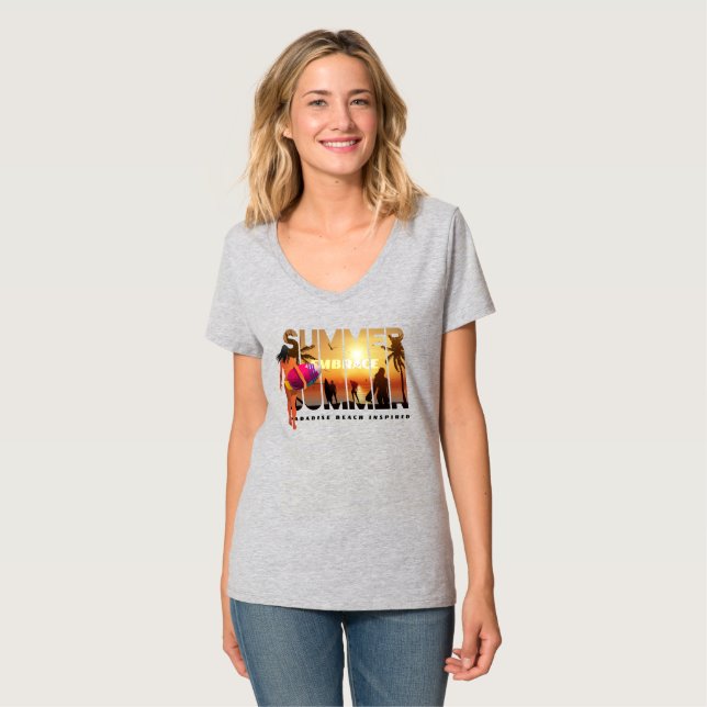 Den Sommer verkraften | Frauen V-Neck T-Shirt (Vorderseite Vollansicht)