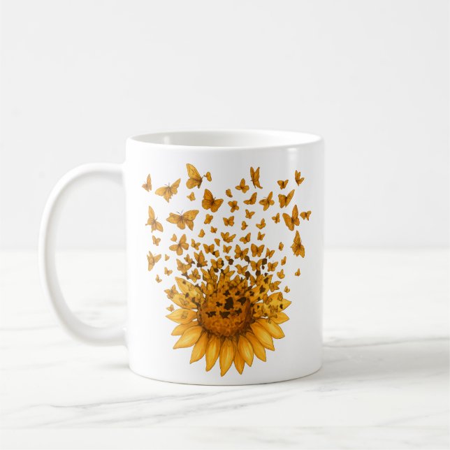 Den Tag mit Sonnenblumen verlängern Kaffeetasse (Links)