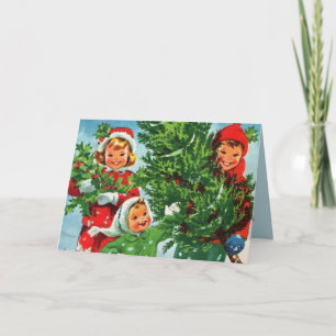 Den Weihnachtsbaum bekommen Weihnachtskarte Feiertagskarte