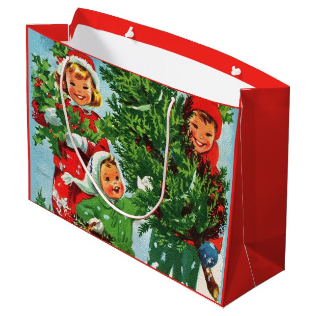 Den Weihnachtsbaum erhalten Große Geschenktüte (Rückseite Schrägansicht)