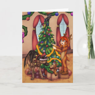Den Weihnachtsbaum schneiden Karte