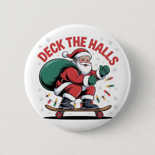 Den Weihnachtsmann beim Skateboardfahren für Skati Button