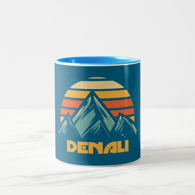 Denali Alaska Retro Turquoise Zweifarbige Tasse (Mittel)