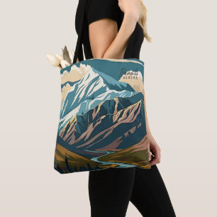 Denali Alaska USA Vintag Art Travel Illustration Tasche