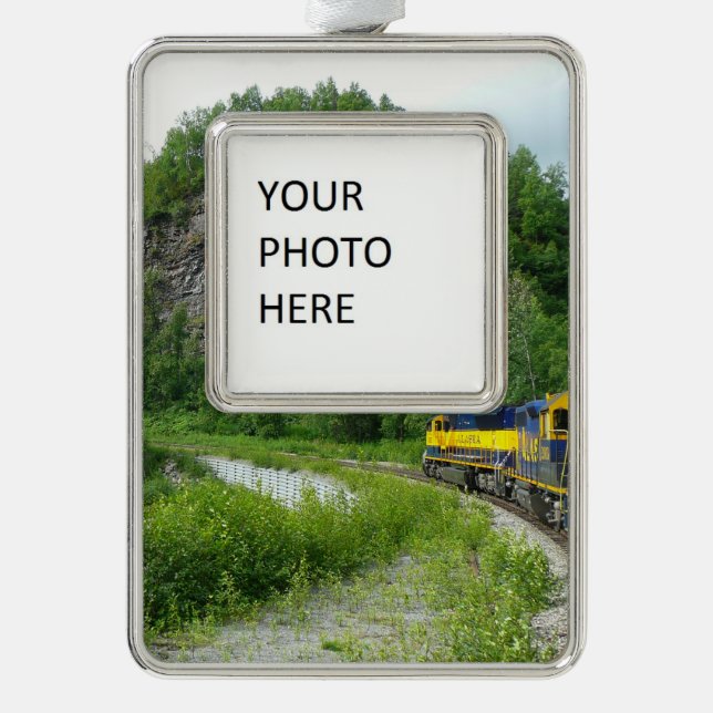 Denali Express Alaska Bahn Urlaub Fotografie Rahmen-Ornament Silber (Vorderseite)