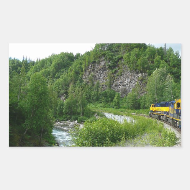 Denali Express Alaska Bahn Urlaub Fotografie Rechteckiger Aufkleber (Vorderseite)