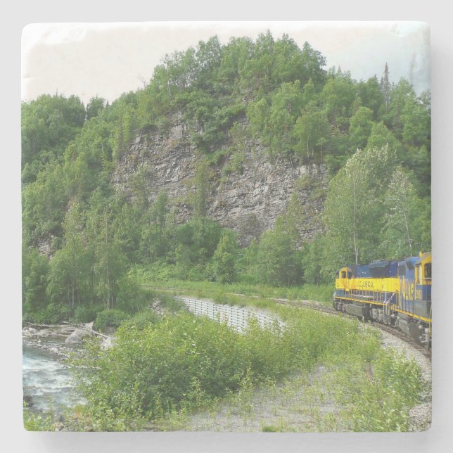 Denali Express Alaska Bahn Urlaub Fotografie Steinuntersetzer (Vorderseite)