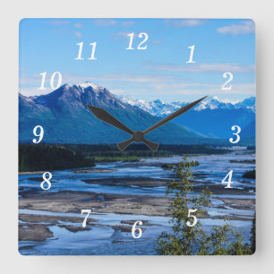 Denali-Gebirgszug-Wanduhr Quadratische Wanduhr