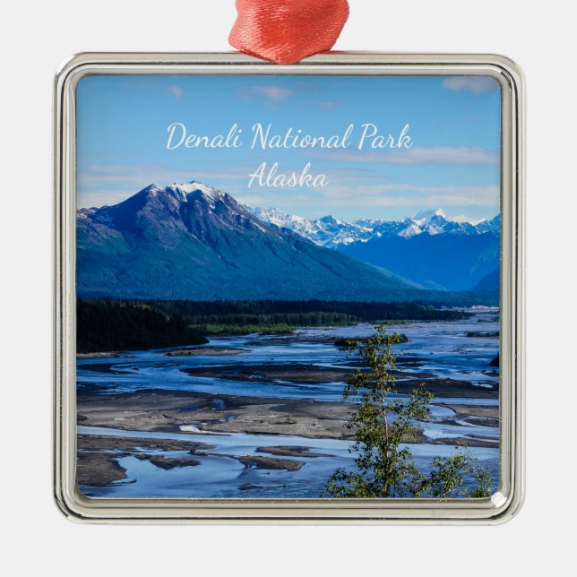 Denali Mountain Range Ornament Souvenir Aus Metall (Vorne)