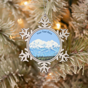 Denali (Mt. McKinley) Schneeflocken Zinn-Ornament