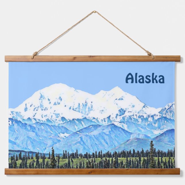 Denali (Mt. McKinley) Wandteppich Mit Holzrahmen (Vorne)