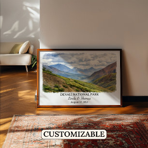 Denali National Park Alaska Poster, Aquarell Poster