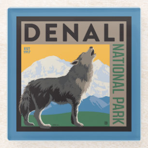 Denali National Park   Howling Wolf Glasuntersetzer