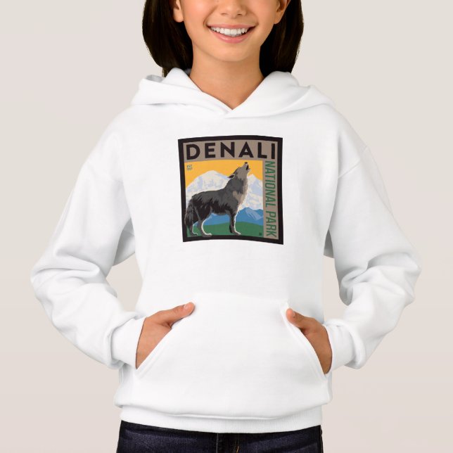 Denali National Park | Howling Wolf Hoodie (Vorderseite)