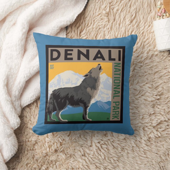 Denali National Park | Howling Wolf Kissen (Decke)