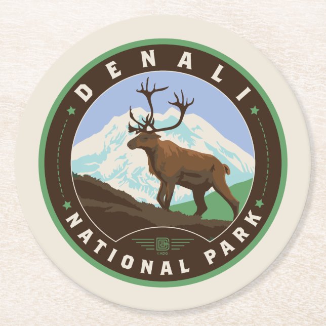 Denali National Park Runder Pappuntersetzer (Vorderseite)