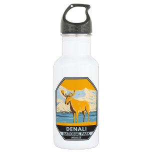 Denali Nationalpark Alaska Elch Vintage Edelstahlflasche