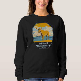 Denali-Nationalpark Alaska Elch Vintage Sweatshirt