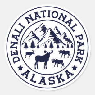 Denali Nationalpark Alaska Familienreise Runder Aufkleber