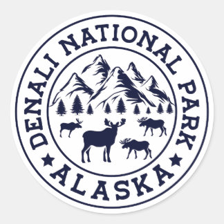 Denali Nationalpark Alaska Familienreise Runder Aufkleber