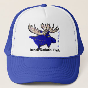 Denali Nationalpark Alaska Flagge Elch blauen Hut Truckerkappe