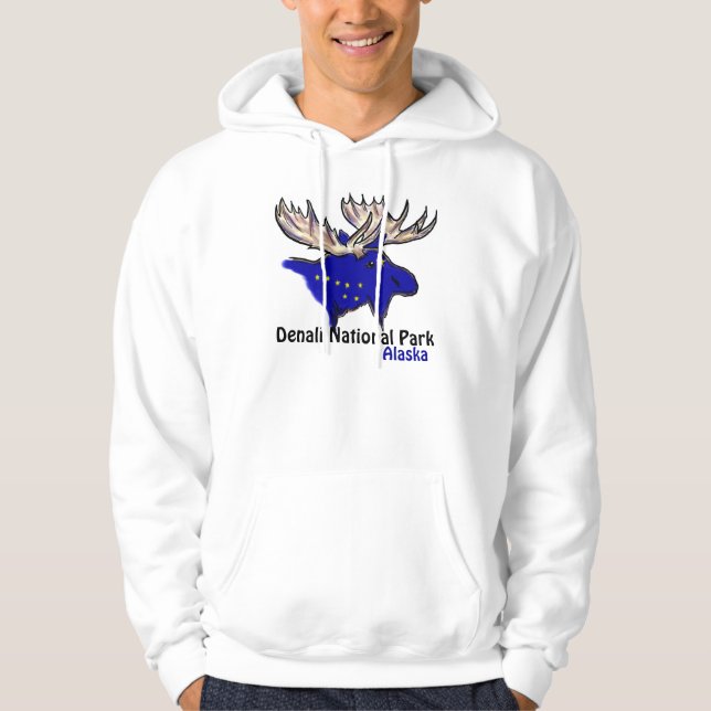 Denali Nationalpark-Alaska-Flaggenelch-Typen Hoodie (Vorderseite)