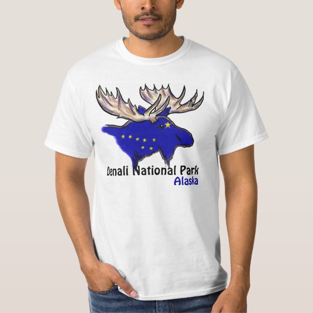Denali Nationalpark Alaska Flaggenelch Wert tee (Vorderseite)