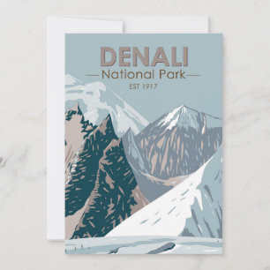 Denali-Nationalpark Alaska Mount Hunter Vintage  Feiertagskarte