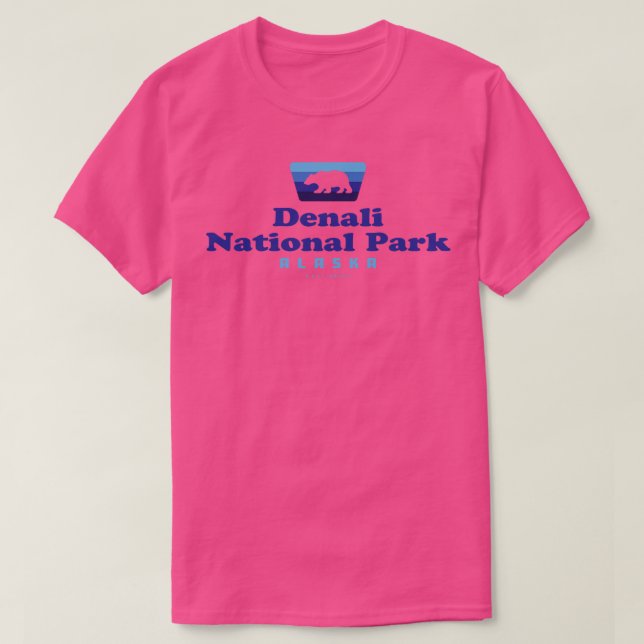 Denali Nationalpark Retro Abzeichen Bear Blue T-Shirt (Design vorne)