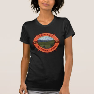 Denali Nationalpark Retro Kompass Emblem T-Shirt