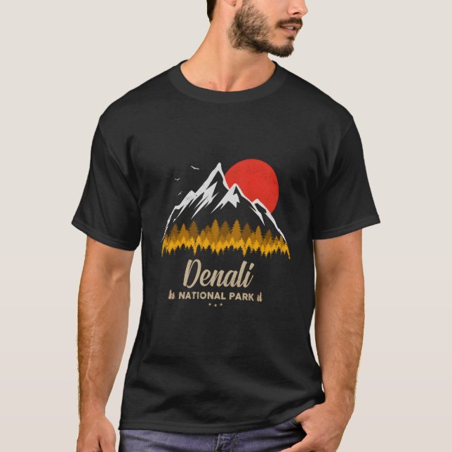 Denali Nationalpark Retro Souvenir T-Shirt (Vorderseite)